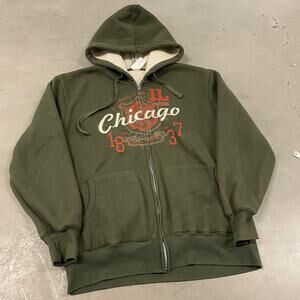 vintage y2k fur lined thermal Chicago hoodie
